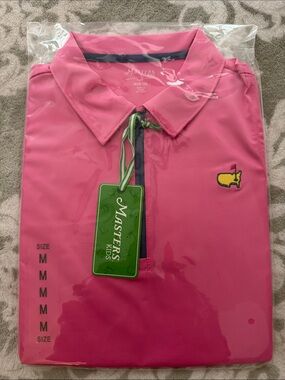 Masters Pink Polo Shirt with Yellow Embroidered Logo